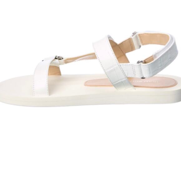 Stuart Weitzman ivory Vail Croc Embossed Sport Sandal size 7 - Picture 1 of 8